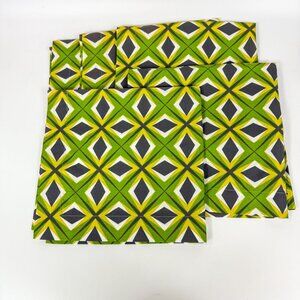 Crate & Barrel Geometric Cotton Groovy Mod MCM Square Napkins Set Of 5